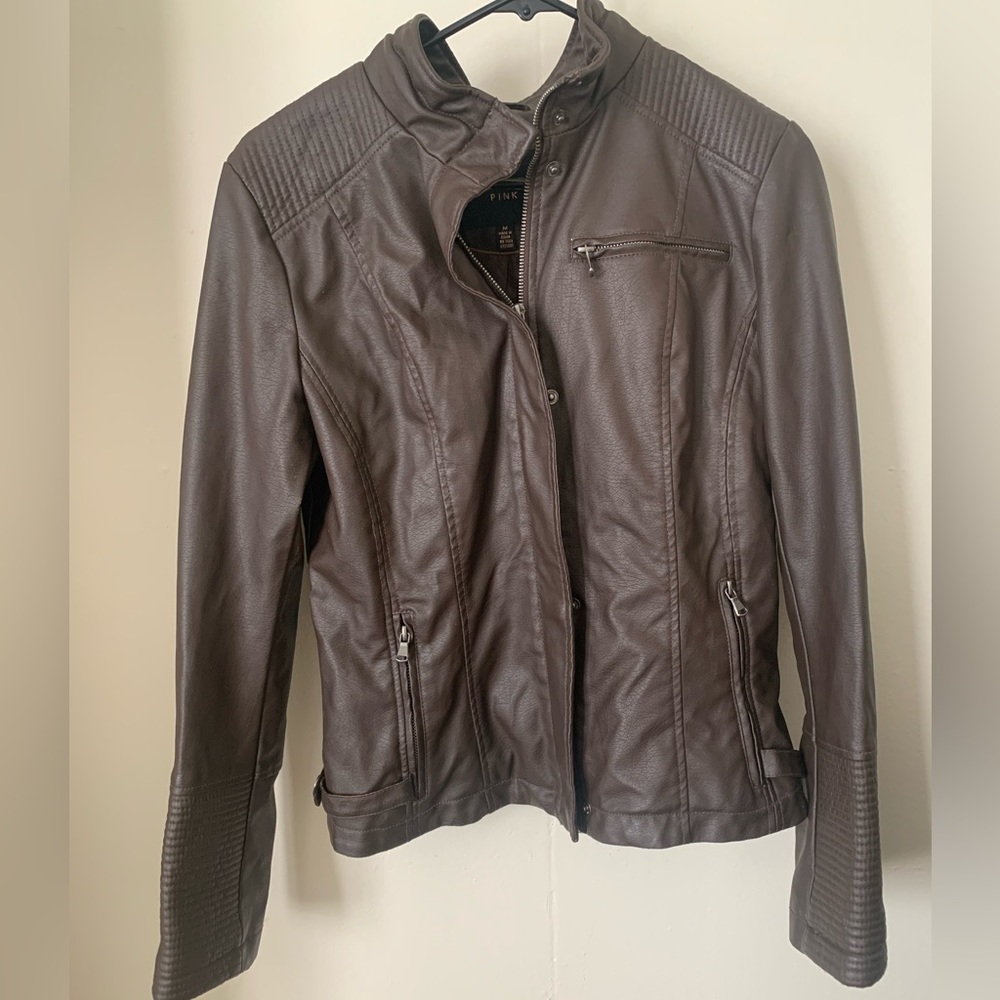 Brown Faux Leather Women’s Jacket